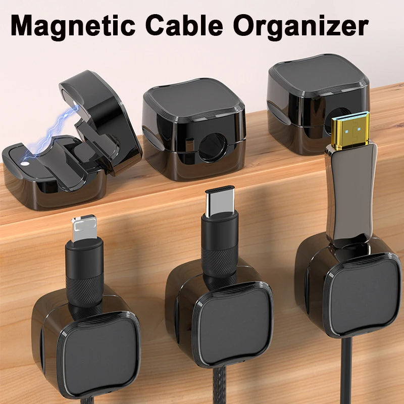 Magnetic Cable Clips - Under-Desk Cord Organizer