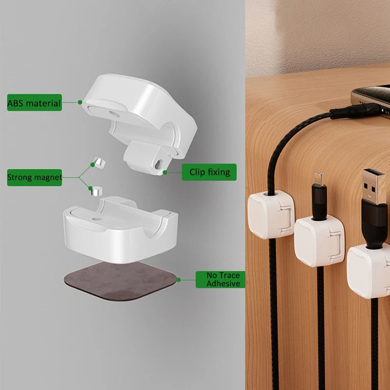 Magnetic Cable Clips - Under-Desk Cord Organizer